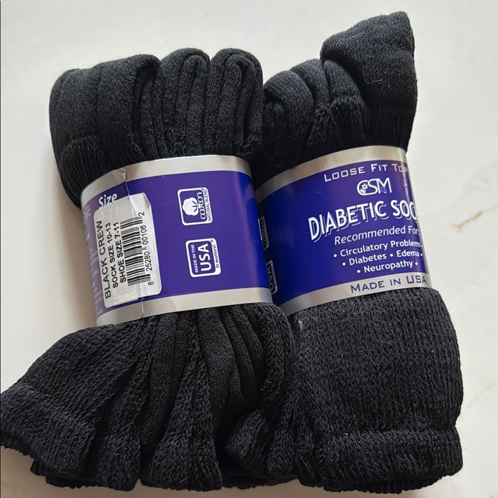Black Diabetic Socks 6 pair total